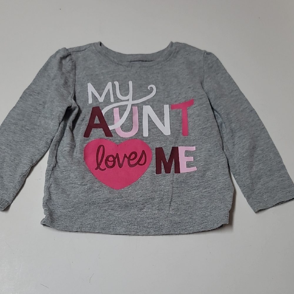 Old Navy Gray Long Sleeve Tee with Pink and White Print 🩶🩷